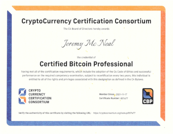 Certified Bitcoin Professional