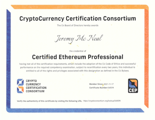 Certified Ethereum Professional