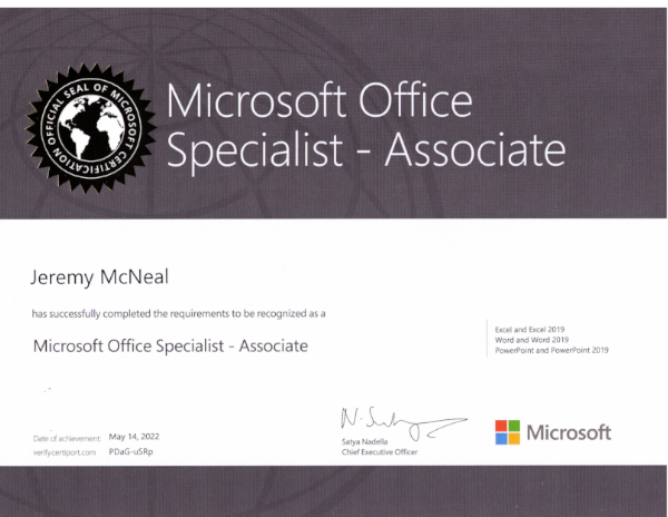 Microsoft Office Specialist - Associate