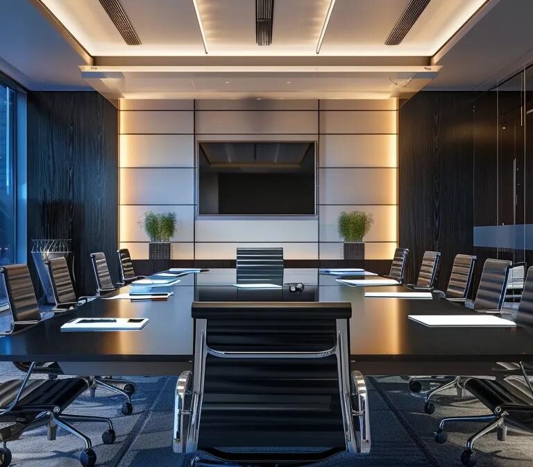 a modern office in henderson, las vegas, featuring a sleek conference table surrounded by legal documents and digital tablets, emphasizing the importance of living wills in a professional, urban setting.