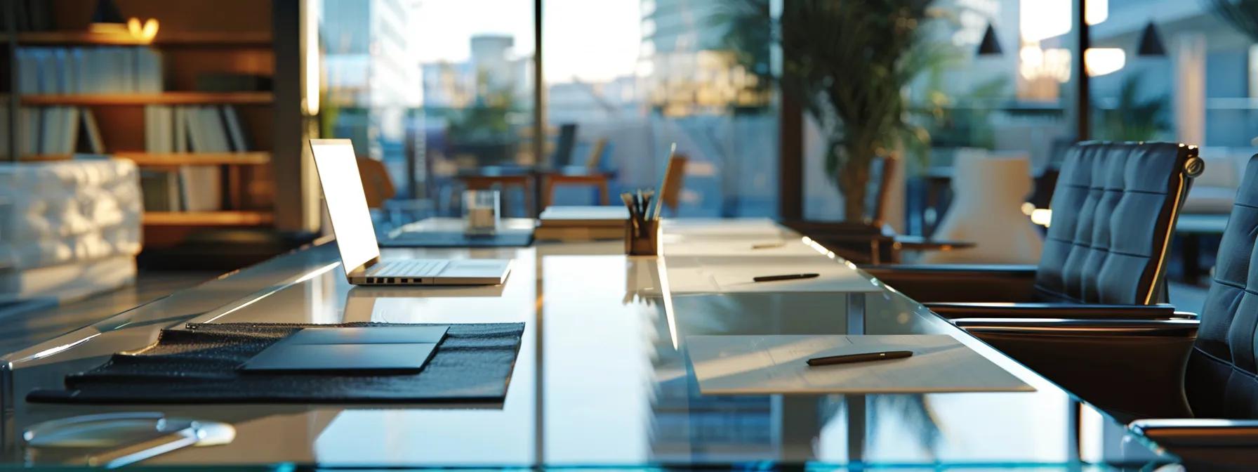 a modern conference room with a sleek glass table, adorned with open laptops and legal documents, serves as the backdrop for a focused discussion between professionals evaluating the advantages of an llc versus an s corporation in nevada.