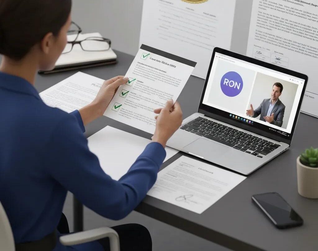 Nevada notary public reviewing compliance steps for Remote Online Notarization